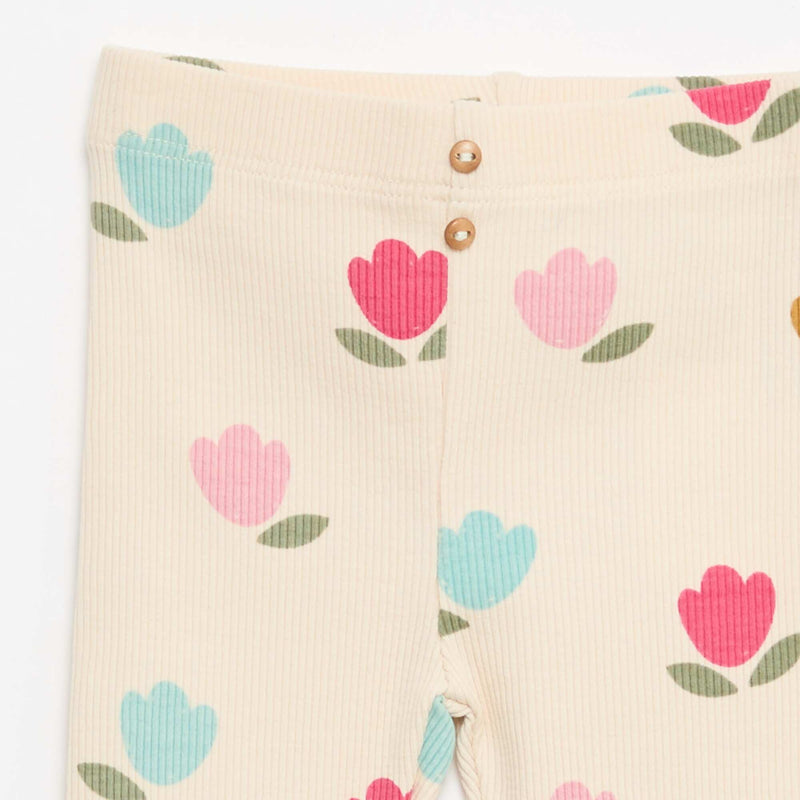 Legging long côtelé à motif