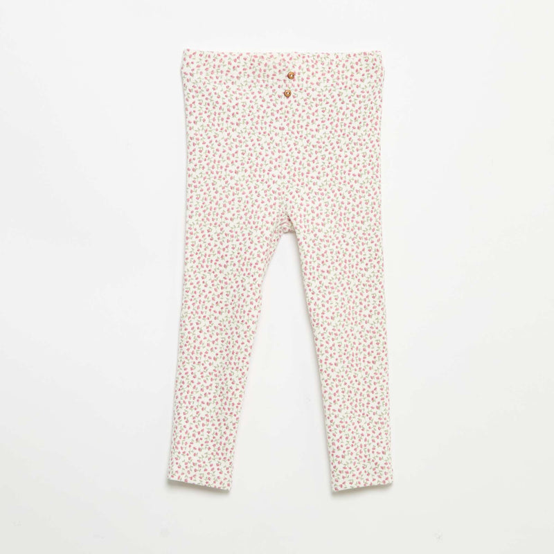 Legging long côtelé à motif