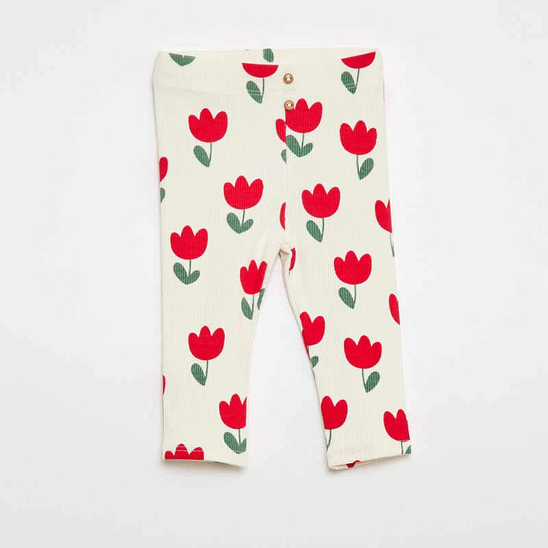 Legging long côtelé à motif