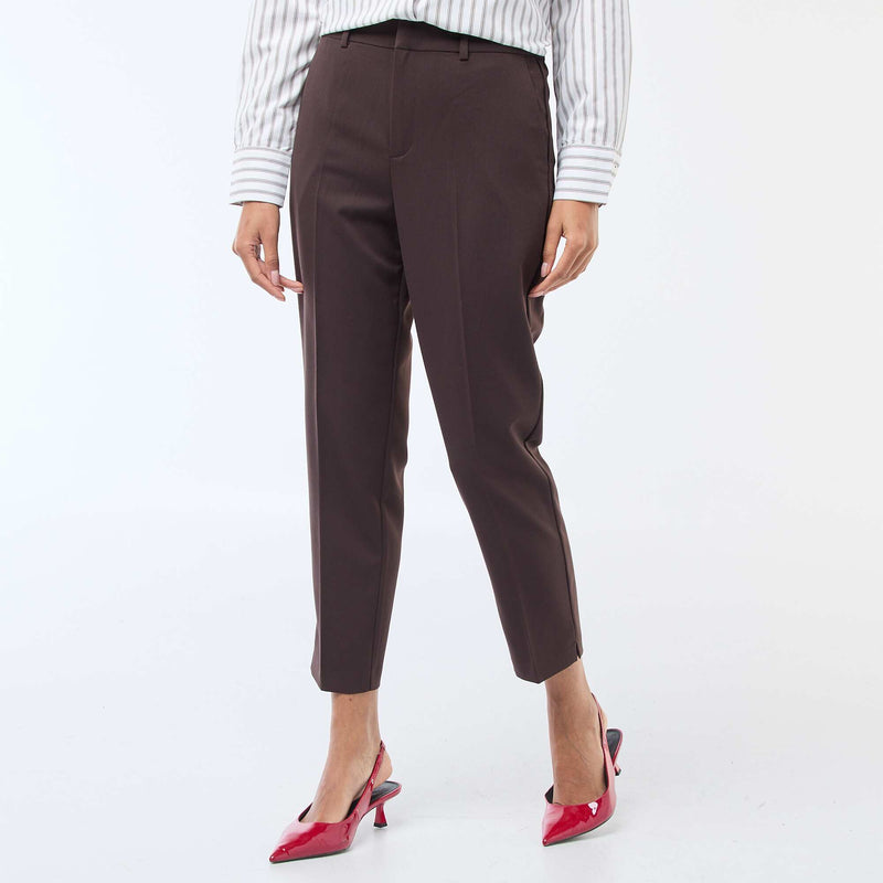 Pantalon cigarette uni avec 2 poches