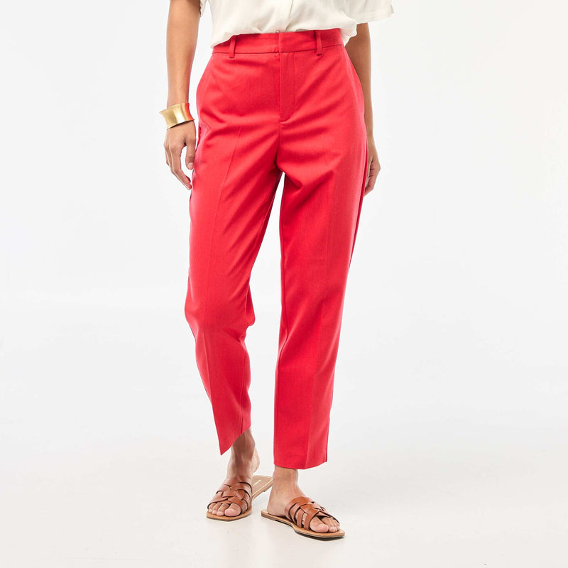 Pantalon cigarette uni avec 2 poches