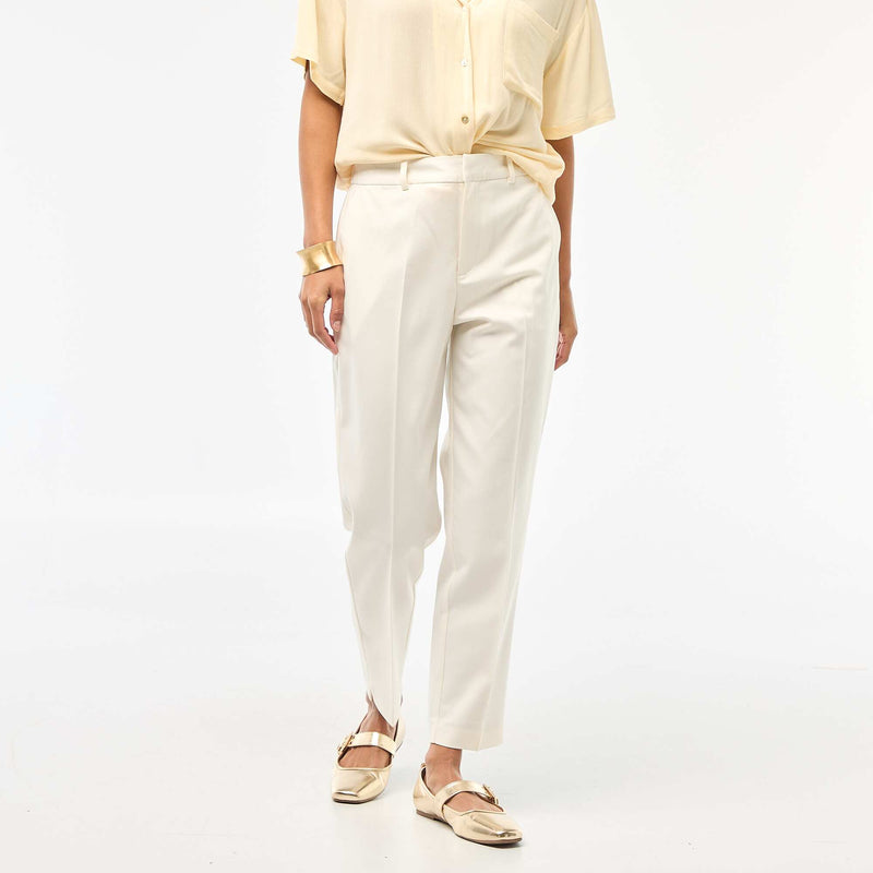 Pantalon cigarette uni avec 2 poches