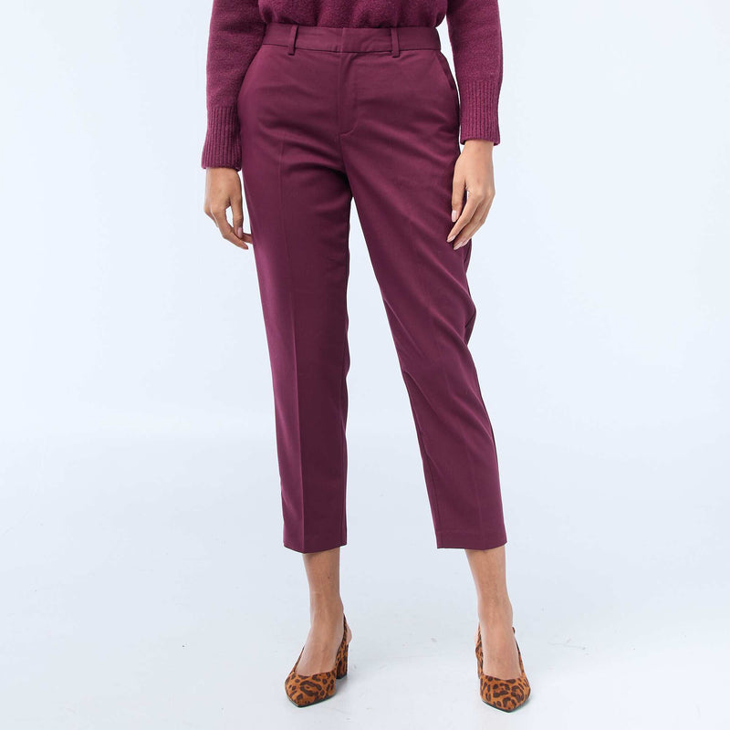 Pantalon cigarette uni avec 2 poches