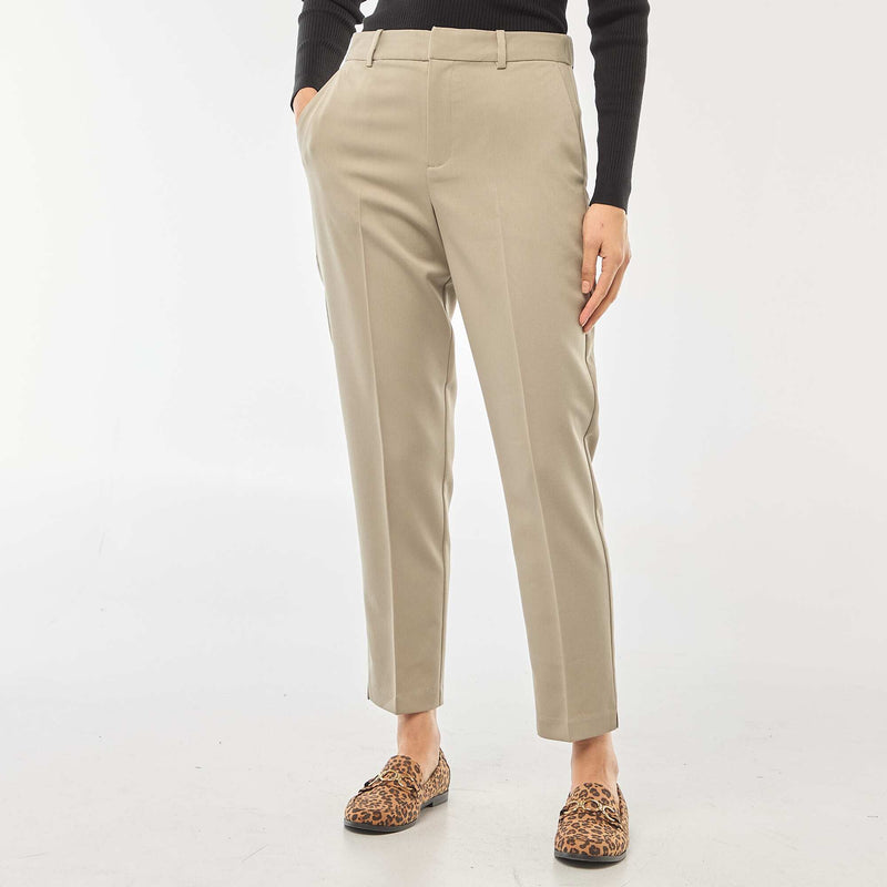 Pantalon cigarette uni avec 2 poches