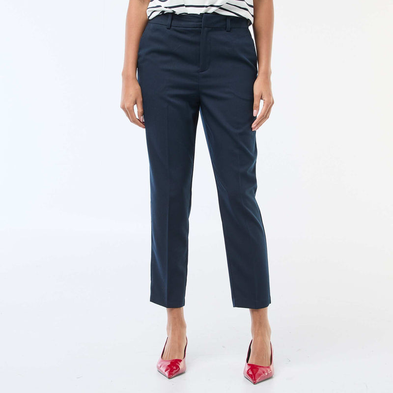 Pantalon cigarette uni avec 2 poches