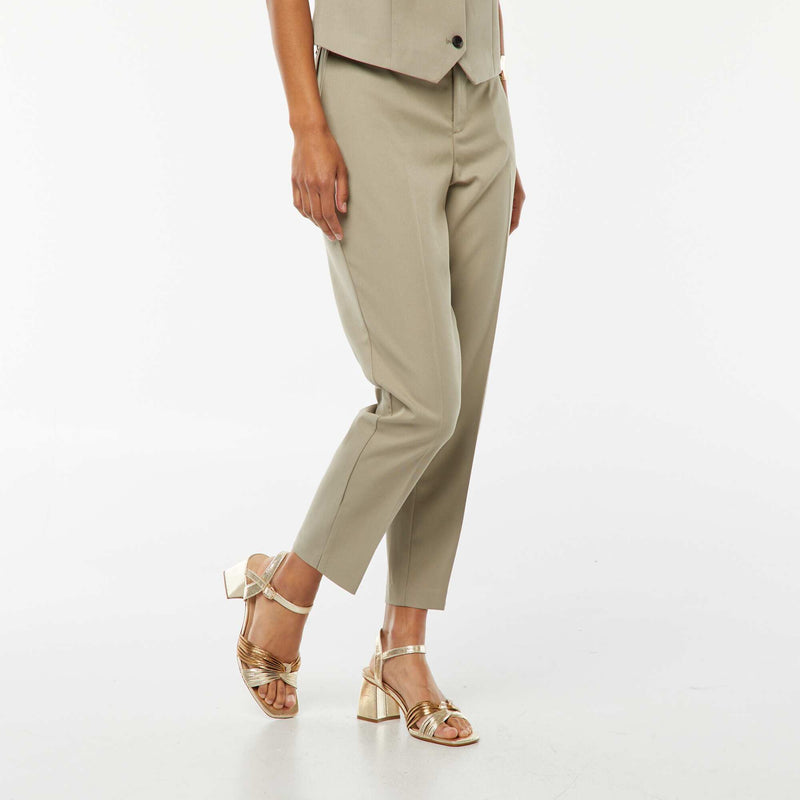 Pantalon cigarette uni avec 2 poches