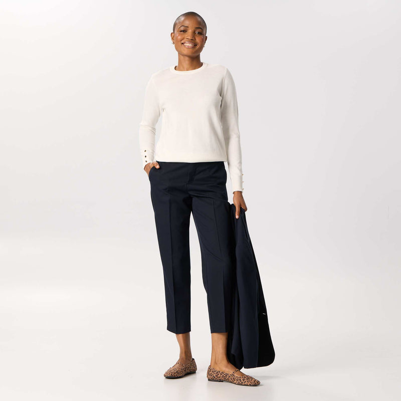 Pantalon cigarette uni pour femme – Bleu – Kiabi Maroc
