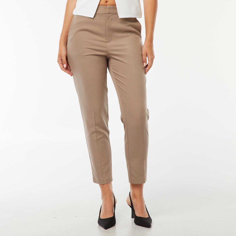 Pantalon cigarette uni avec 2 poches