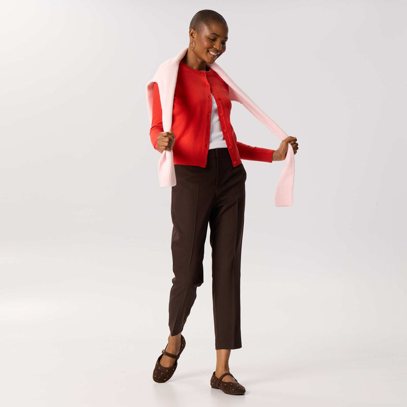 Pantalon cigarette uni pour femme – Marron – Kiabi Maroc