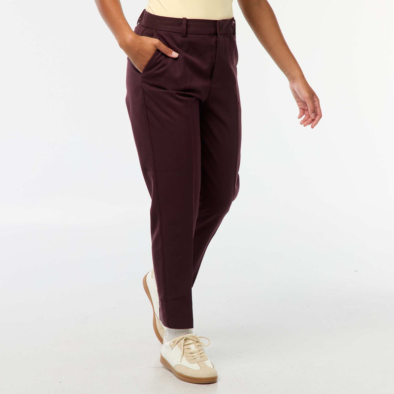 Pantalon cigarette uni avec 2 poches