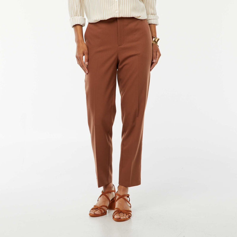 Pantalon cigarette uni avec 2 poches