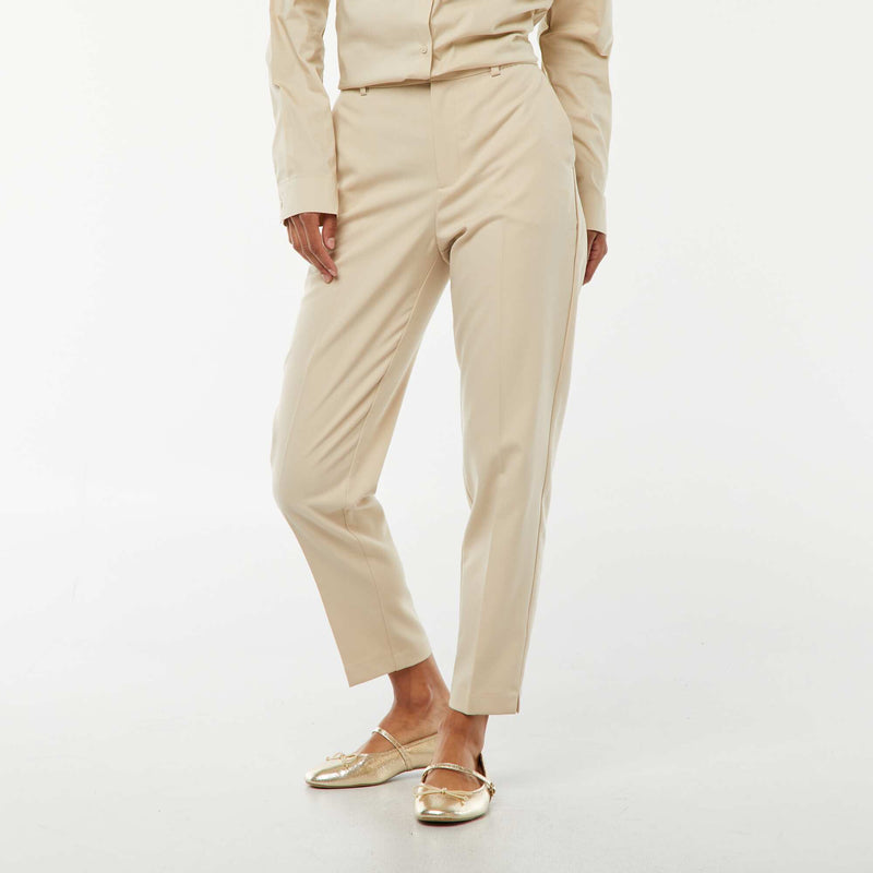 Pantalon cigarette uni avec 2 poches