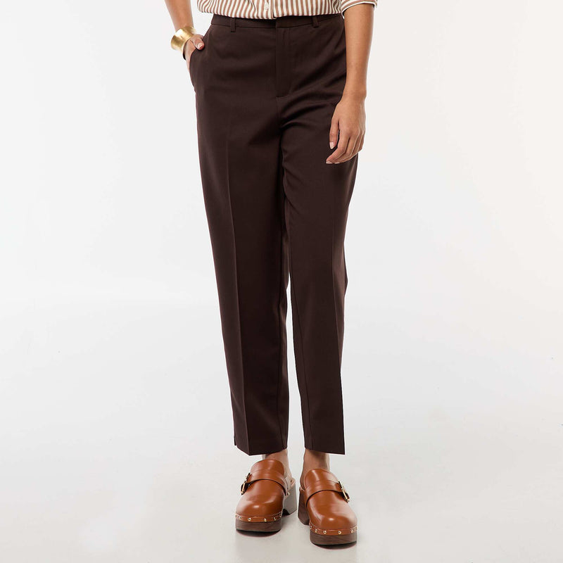 Pantalon cigarette uni avec 2 poches