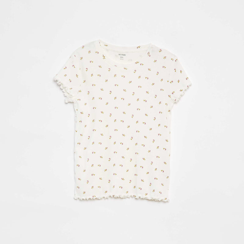 Pyjama court t-shirt + short côtelés - 2 pièces