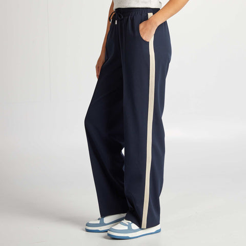 Pantalon large taille haute avec bandes contrastantes