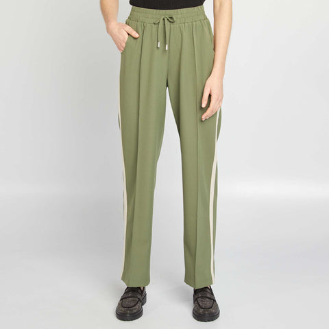 Pantalon large taille haute avec bandes contrastantes