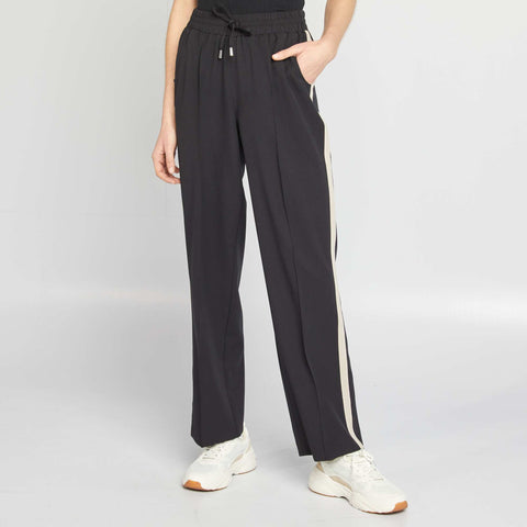 Pantalon large taille haute avec bandes contrastantes