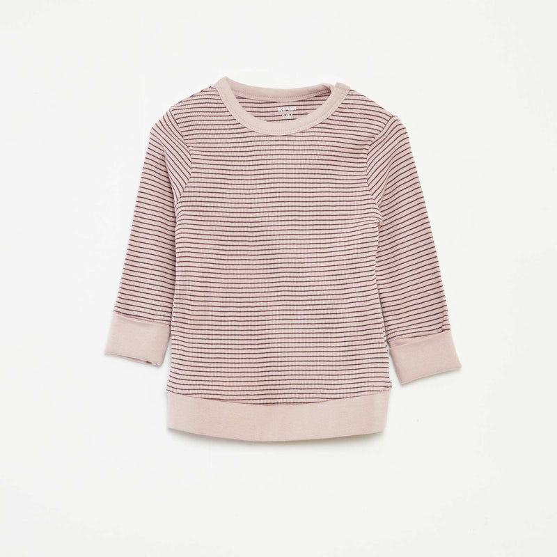 Ensemble de pyjama long t-shirt + pantalon à rayures - 2 pièces