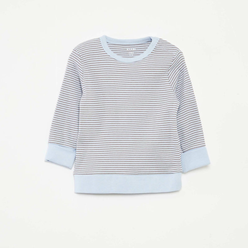 Ensemble de pyjama long t-shirt + pantalon à rayures - 2 pièces