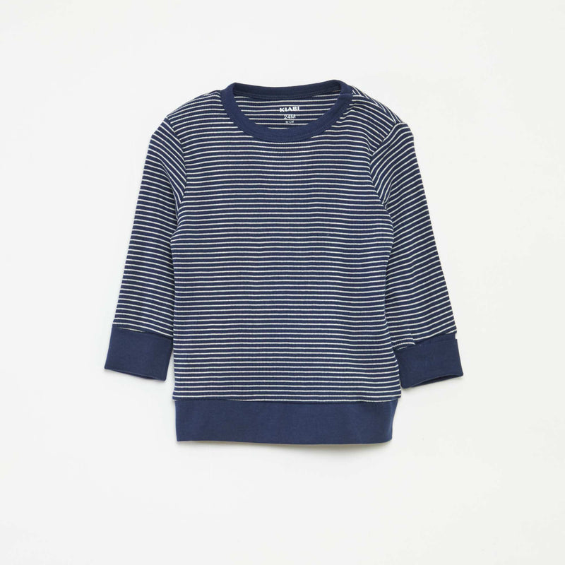 Ensemble de pyjama long t-shirt + pantalon à rayures - 2 pièces