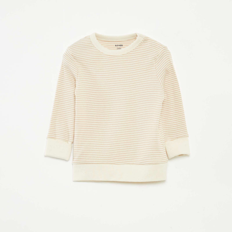 Ensemble de pyjama long t-shirt + pantalon à rayures - 2 pièces
