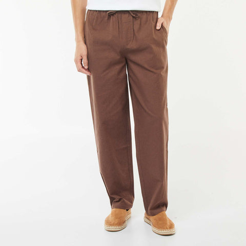 Pantalon en lin mélangé coupe droite