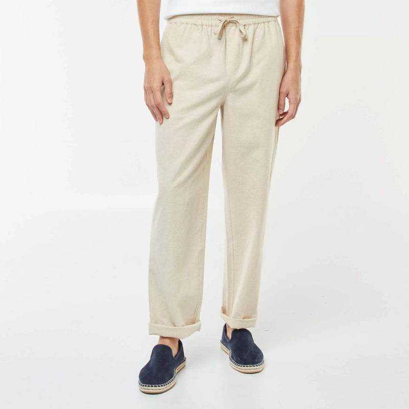 Pantalon en lin mélangé coupe droite