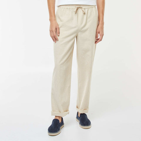 Pantalon en lin mélangé coupe droite