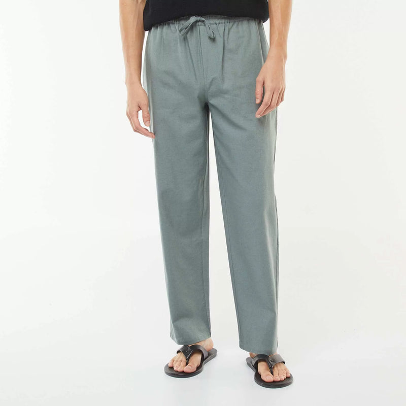 Pantalon en lin mélangé coupe droite