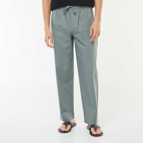 Pantalon en lin mélangé coupe droite