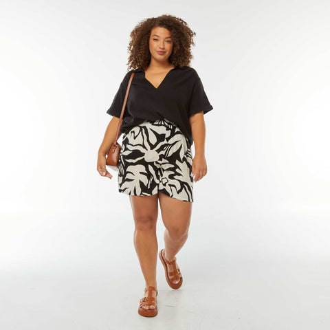 Blouse en gaze de coton avec col polo