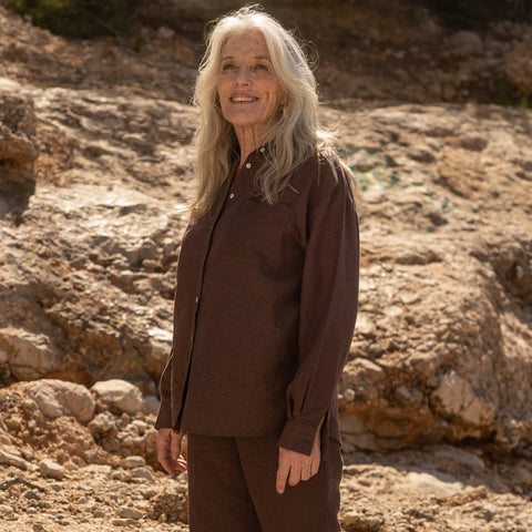 Chemise oversize en lin rayé