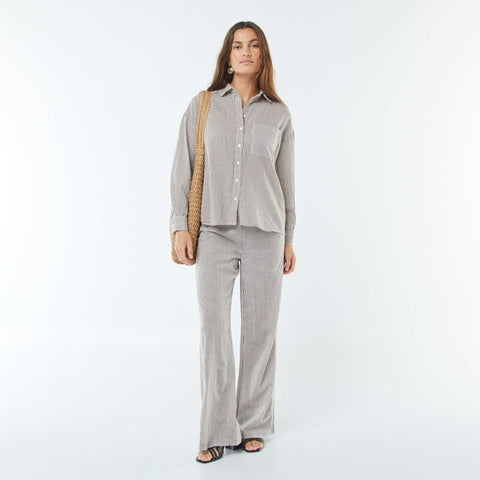 Chemise oversize en lin rayé