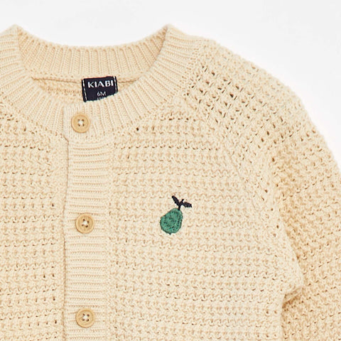 Gilet en maille tricot  avec broderie à la poitrine