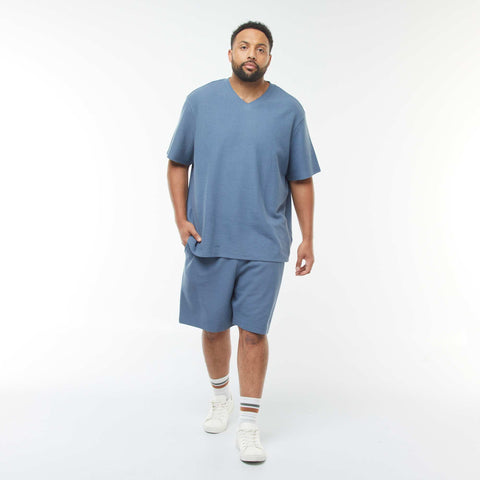 T-shirt en maille texturée et col V