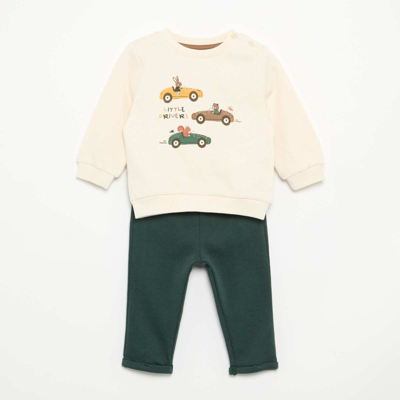 Ensemble 2 pièces sweat + pantalon – Blanc – Kiabi Maroc
