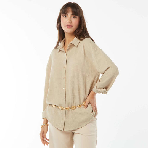 Chemisier oversize en maille crinckle