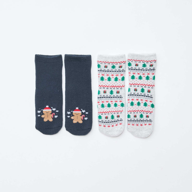 Paire de chaussettes fantaisie anti-dérapantes