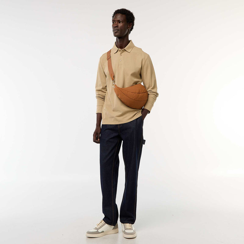 Polo en maille piquée à manches longues uni