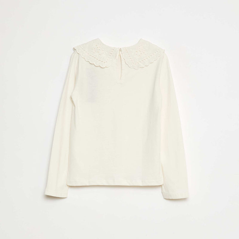 T-shirt en coton avec col brodé