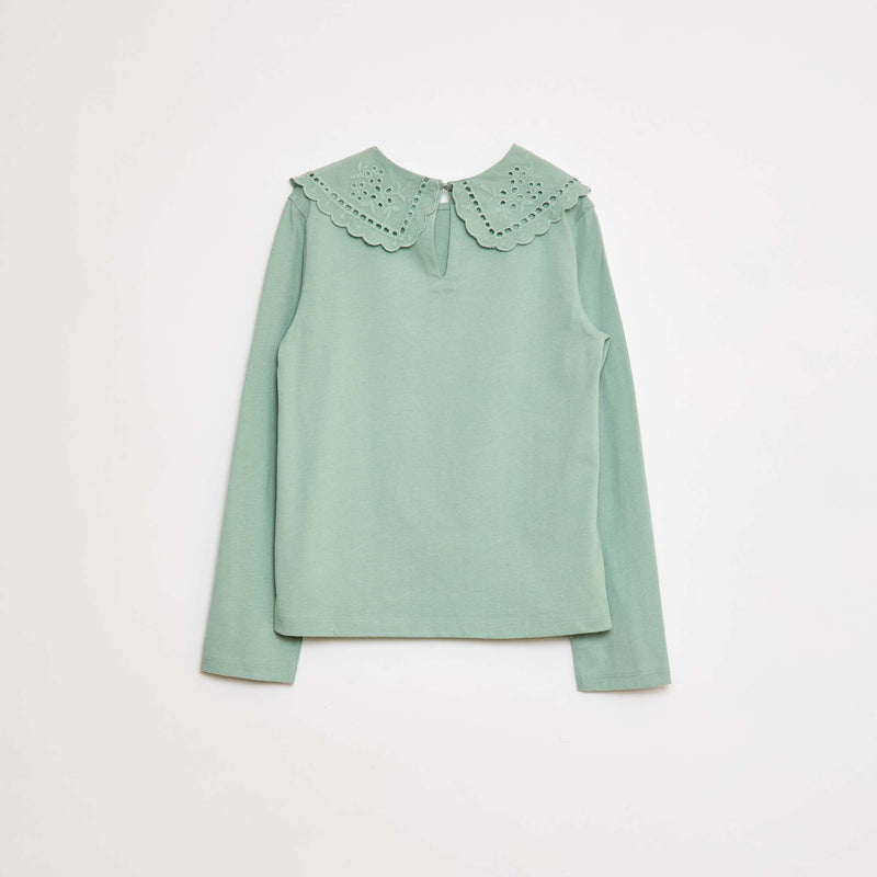 T-shirt en coton avec col brodé