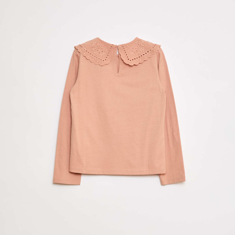 T-shirt en coton avec col brodé