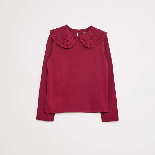 T-shirt en coton avec col brodé