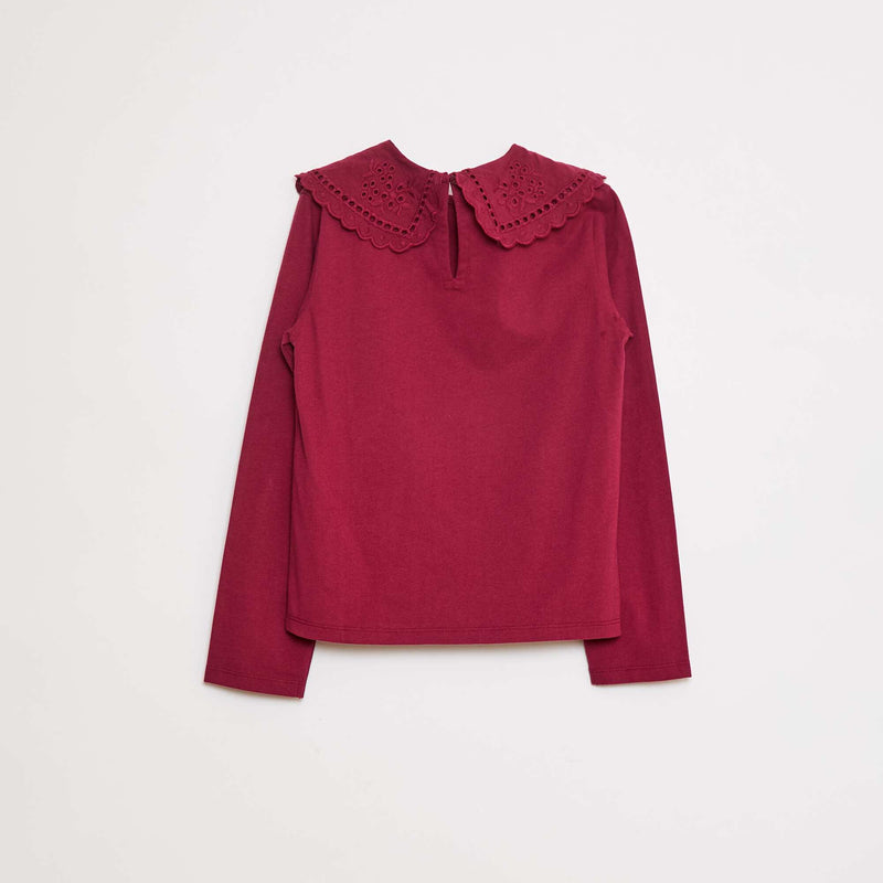 T-shirt en coton avec col brodé