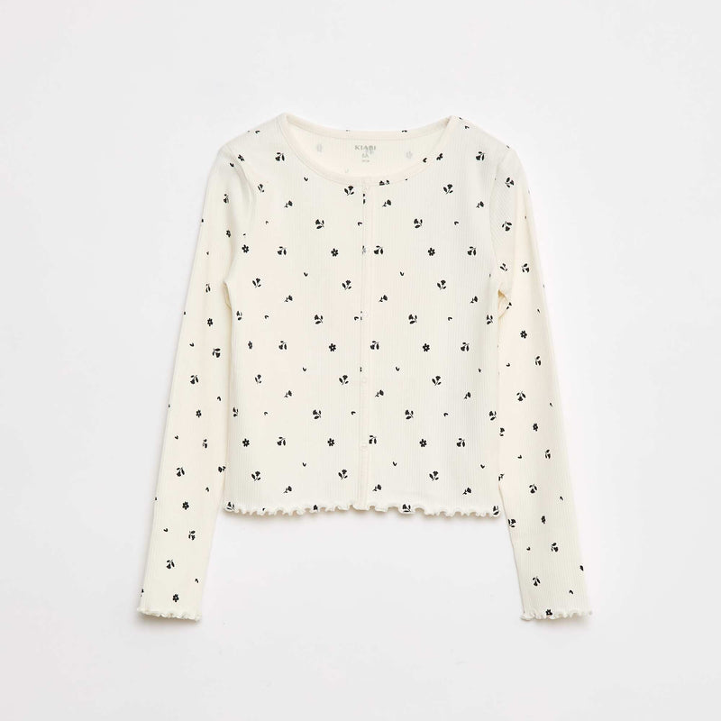 T-shirt côtelé à fleurs