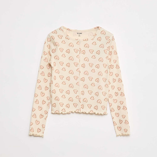 T-shirt côtelé à fleurs
