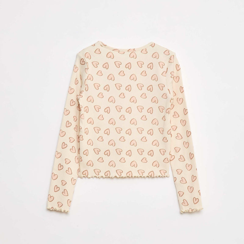 T-shirt côtelé à fleurs