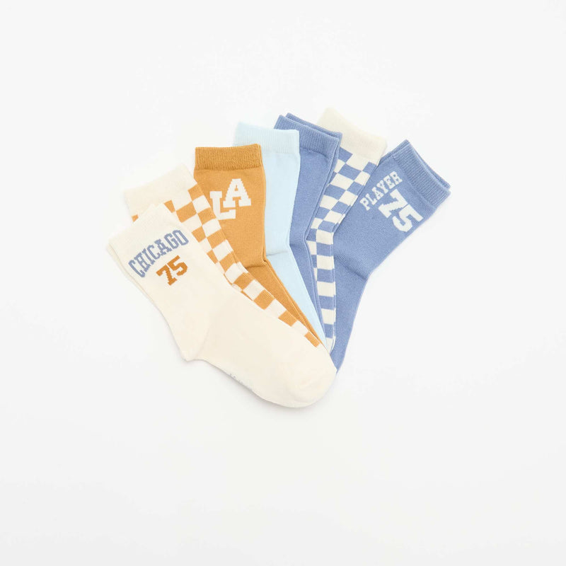 Lot de 7 paires de chaussettes imprimées – Bleu – Kiabi Maroc