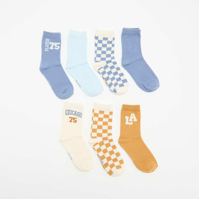 Lot de 7 paires de chaussettes imprimées – Bleu – Kiabi Maroc