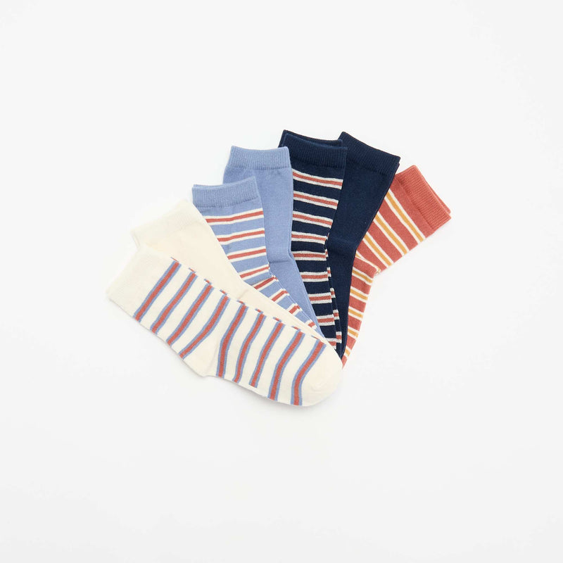 Lot de 7 paires de chaussettes imprimées – Bleu – Kiabi Maroc